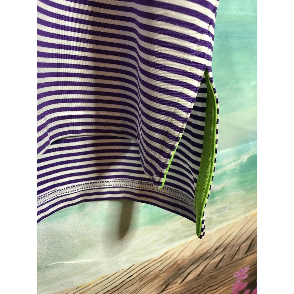 Ralph Lauren RLX Men's Polo Shirt Stripe Purple And White Size XL - Picture 3 of 7